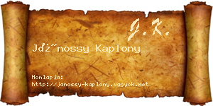 Jánossy Kaplony névjegykártya